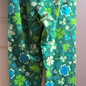Green Floral Patterned Pants
